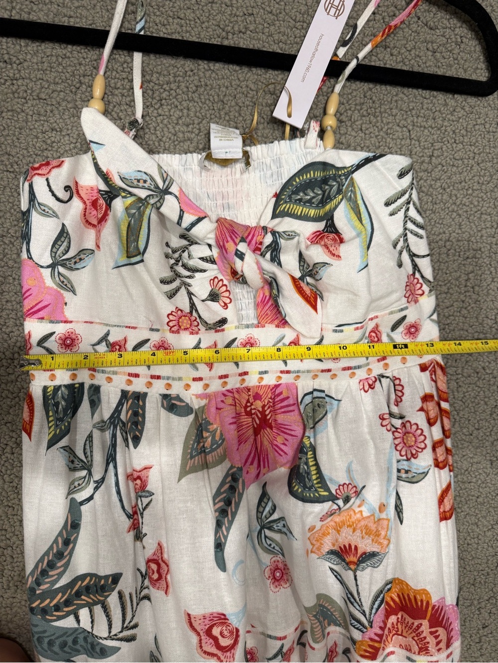 House of Harlow 1960 White Maxi Dress with Pink & Green Floral Print - Picture 9 of 9